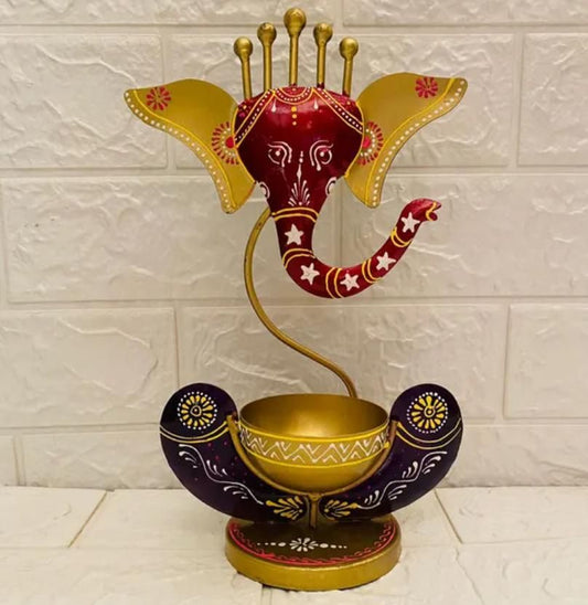 Intricately Crafted Spiritual Décor – Ganesha with Tealight Candle Holder