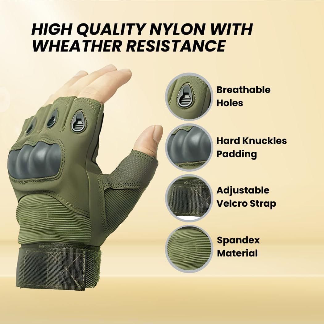 Half-Finger Motorcycle Gloves – Non-Slip Rubber Knuckle Protection