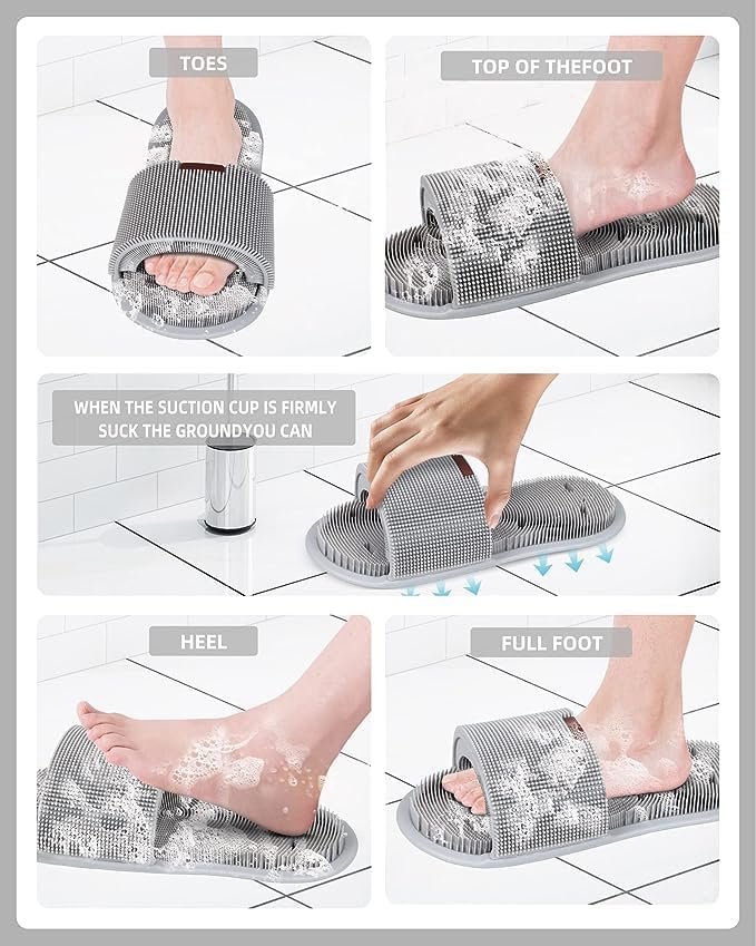 🚿 Shower Foot Scrubber with Non-Slip Suction Cups