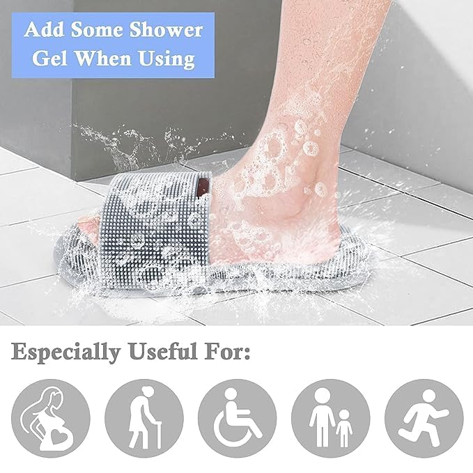 🚿 Shower Foot Scrubber with Non-Slip Suction Cups