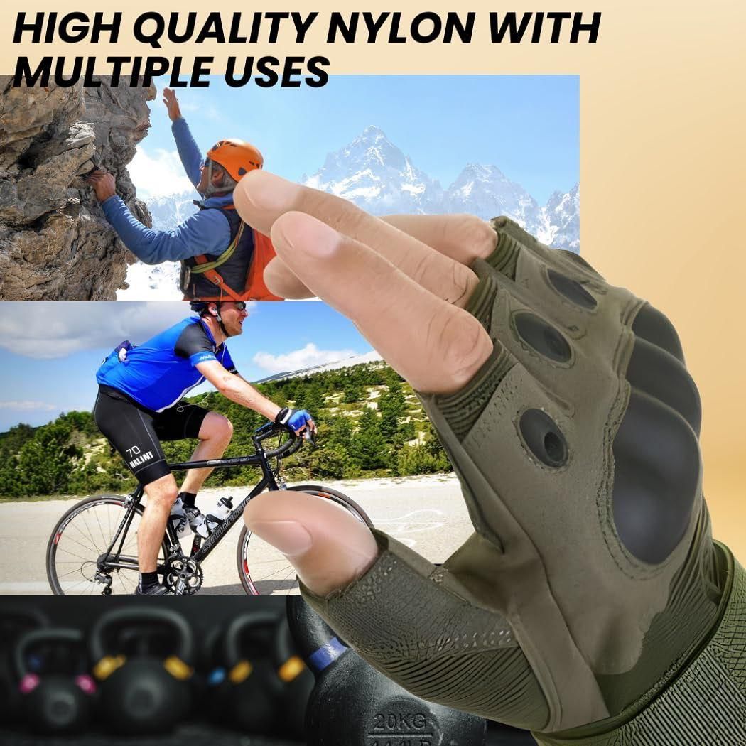 Half-Finger Motorcycle Gloves – Non-Slip Rubber Knuckle Protection