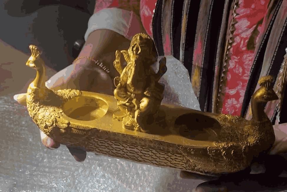 Golden Ganesha Deepak – Pooja Room & Home Décor