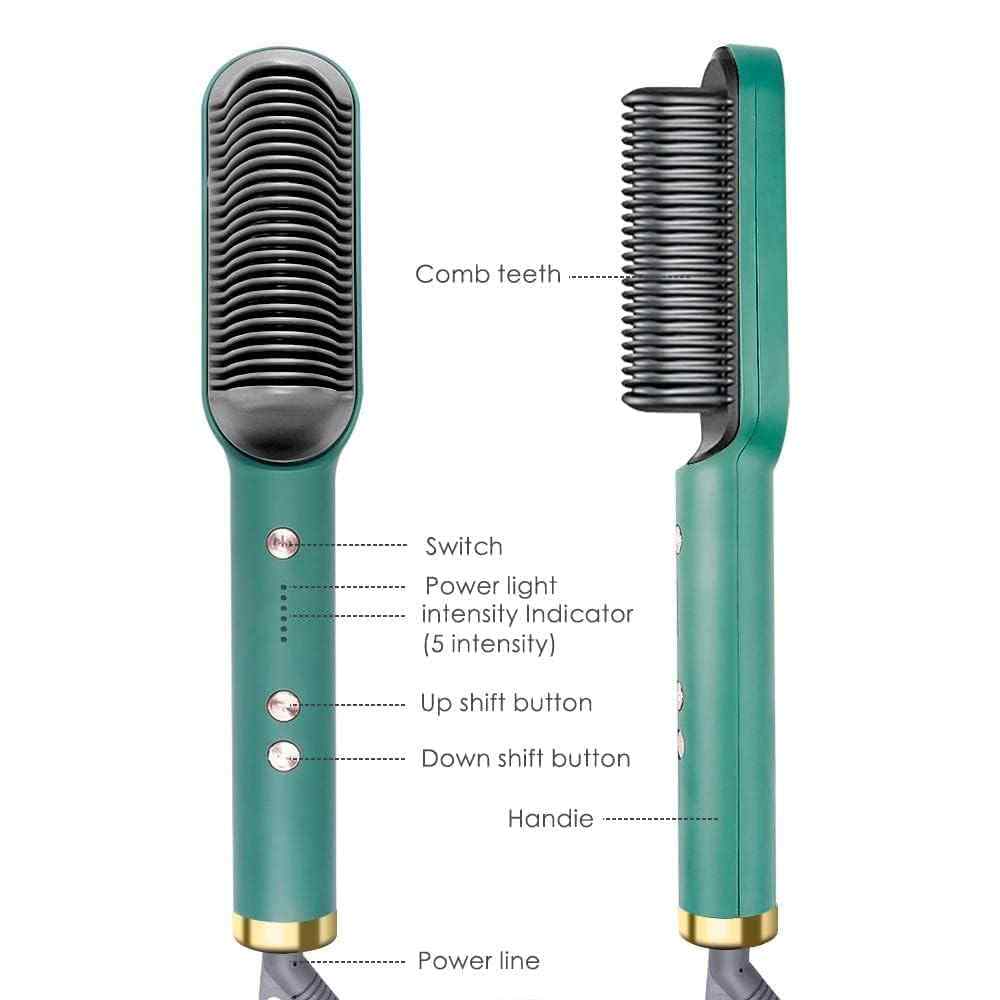 3-in-1 Hair Straightener Comb Brush with PTC Ceramic Heating for Quick Styling