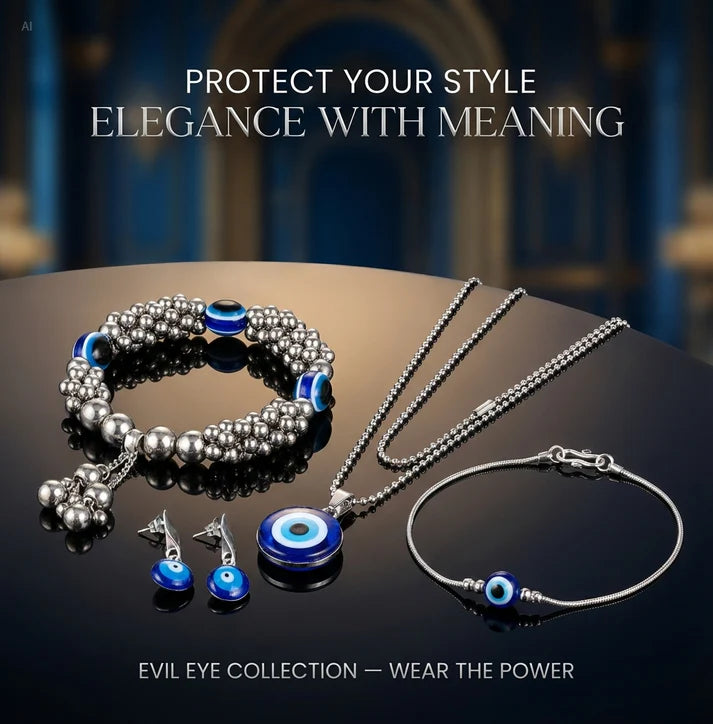 🧿 Classy Evil Eye Combo Pack – 4-Piece Protective Jewellery Set