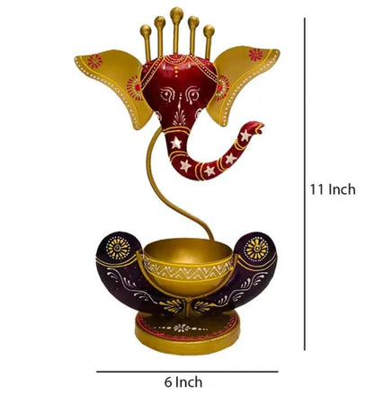 Intricately Crafted Spiritual Décor – Ganesha with Tealight Candle Holder