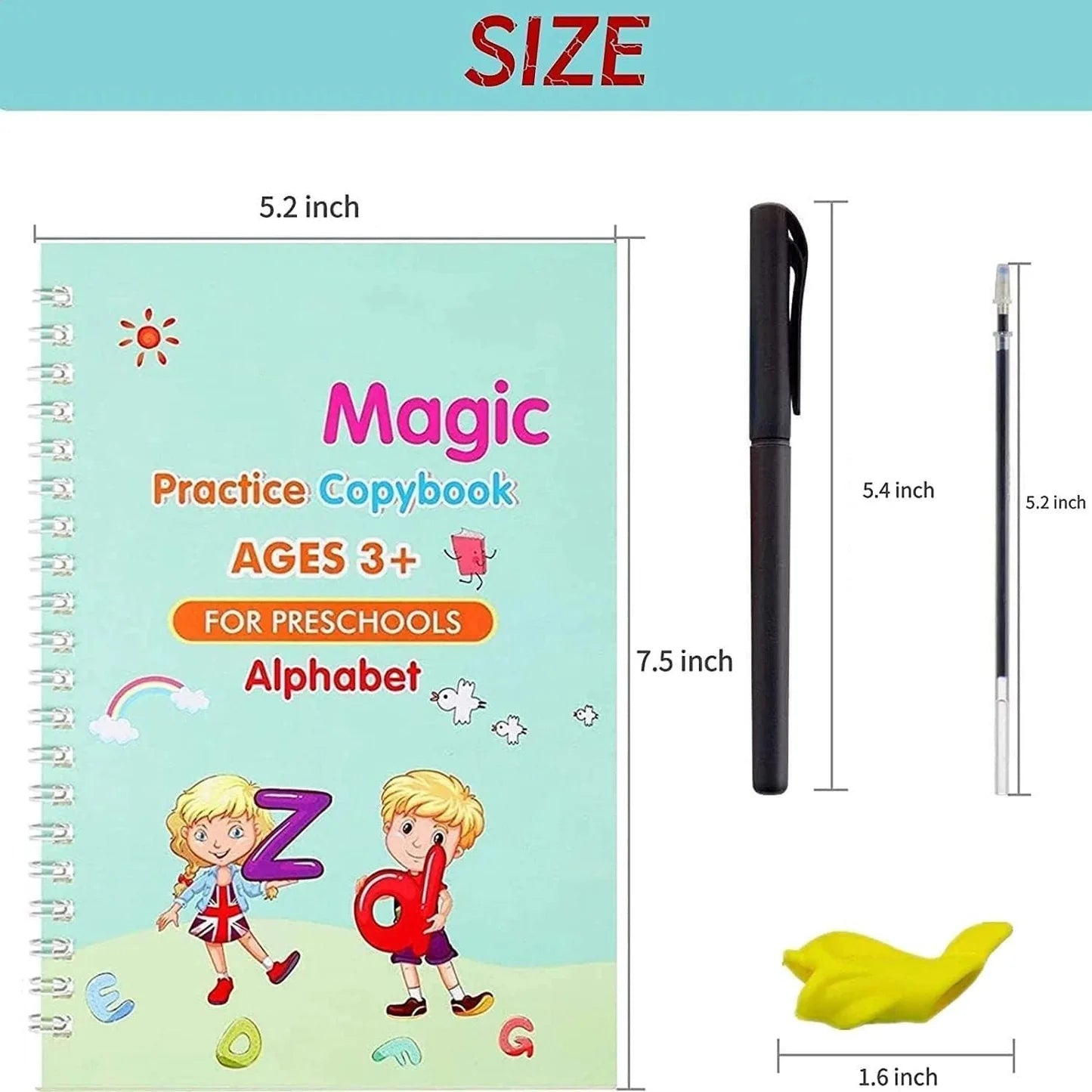 Magic Practice Copybook Set (4 Books+10 Refills+1 Pen+1 Grip) ( Buy 1 Get 1 Free )  )