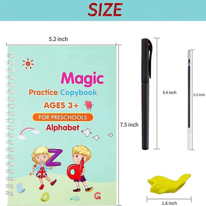 Magic Practice Copybook Set (4 Books+10 Refills+1 Pen+1 Grip) ( Buy 1 Get 1 Free )  )