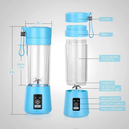 Portable Electric 6-Blade USB Juice Maker – 380 ml