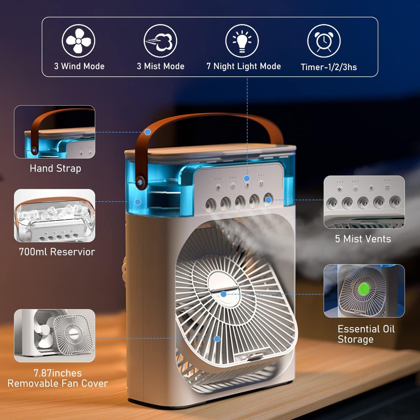 Mini Air Cooler with Mist Spray for Home & Office