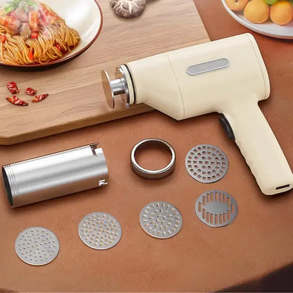 Cordless Noodle Maker Machine | 6 Attachments | Rechargeable Handheld Noodle Press