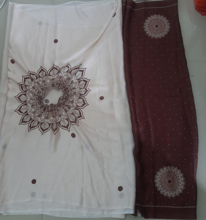 Satin Silk Printed Kaftan Saree – Elegant Comfort with Unstitched Blouse