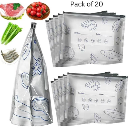 🛍️ Reusable Aluminium Foil Sealable Storage Bags – Pack of 20