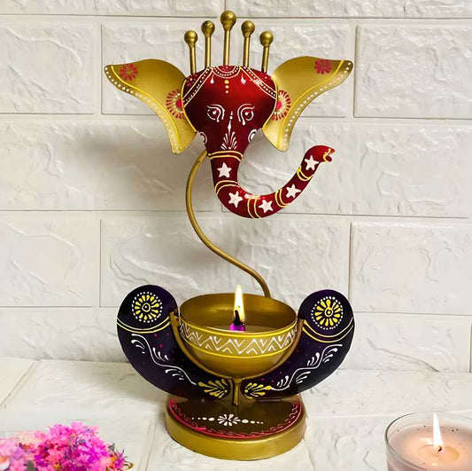 Intricately Crafted Spiritual Décor – Ganesha with Tealight Candle Holder