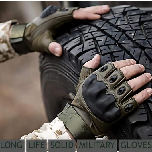 Half-Finger Motorcycle Gloves – Non-Slip Rubber Knuckle Protection