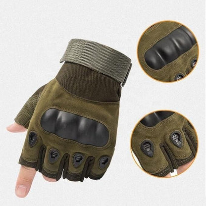 Half-Finger Motorcycle Gloves – Non-Slip Rubber Knuckle Protection