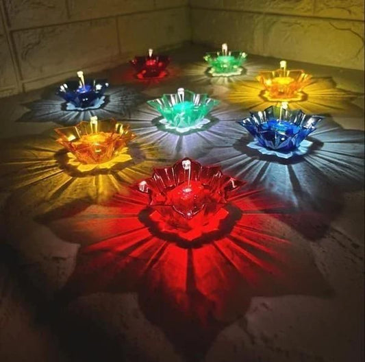 3D Reusable Reflective Shadow Colourful Diya - Pack of 12