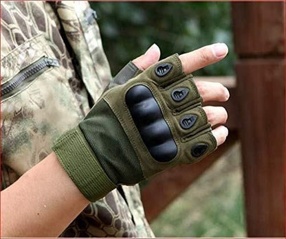 Half-Finger Motorcycle Gloves – Non-Slip Rubber Knuckle Protection