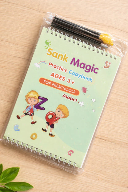 Magic Practice Copybook Set (4 Books+10 Refills+1 Pen+1 Grip) ( Buy 1 Get 1 Free )  )