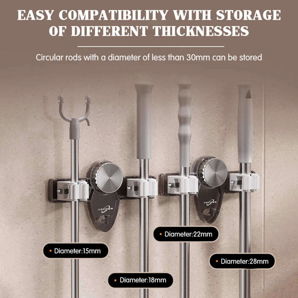Wall Mount Mop Grippers | Space-Saving Holder for Mops, Brooms & Cleaning Tools
