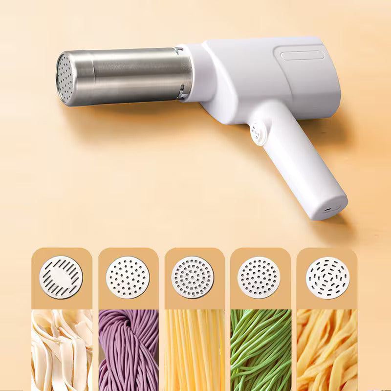 Cordless Noodle Maker Machine | 6 Attachments | Rechargeable Handheld Noodle Press