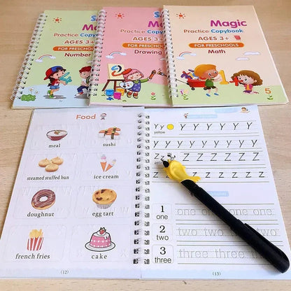 Magic Practice Copybook Set (4 Books+10 Refills+1 Pen+1 Grip) ( Buy 1 Get 1 Free )  )