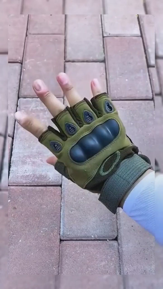 Half-Finger Motorcycle Gloves – Non-Slip Rubber Knuckle Protection