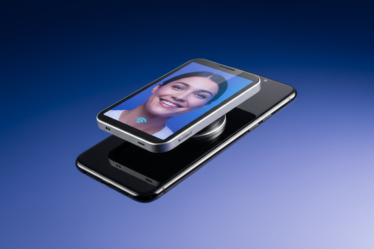 📱 Wireless Magnetic Selfie Screen – See Yourself. Shoot Like a Pro.